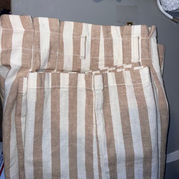 J.Crew factory women sz 6 striped flared paper bag linen blend crop boho pant - Picture 8 of 10